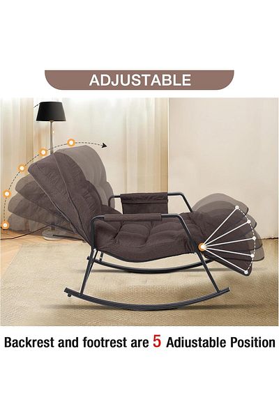 Generic Relaxing fabric rocking chair with comfortable padding for maximum comfort -Light Brown