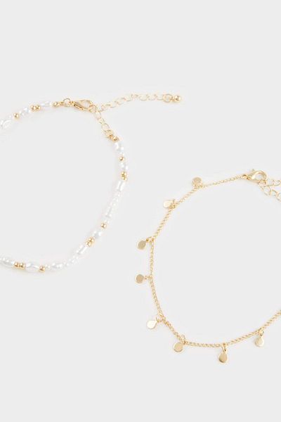 DeFacto Women's 2-Piece Pearl Gold Bracelet F6910Axns