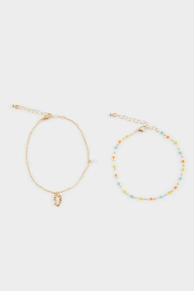 DeFacto Women's 2-Piece Colorful Stone Gold Bracelet F6909Axns