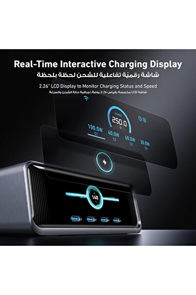 Anker Prime 250W USB-C Charger — 6-Port GaN Hub with 2.25" LCD & Smart Control Dial