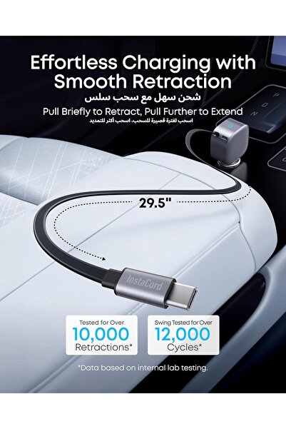 Anker USB-C Car Charger 75W Max – Ultra-Compact with Retractable USB-C Cable