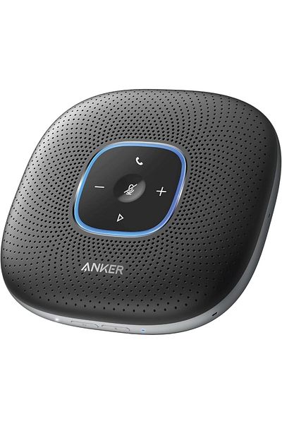 Anker مكبر صوت بلوتوث مع PowerConf، 6 ميكروفونات، وقت اتصال محسّن، 24 ساعة، USB-C، معتمد