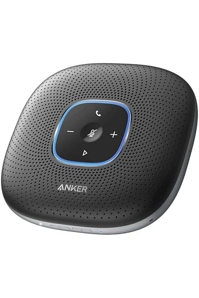 Anker مكبر صوت بلوتوث مع PowerConf، 6 ميكروفونات، وقت اتصال محسّن، 24 ساعة، USB-C، معتمد