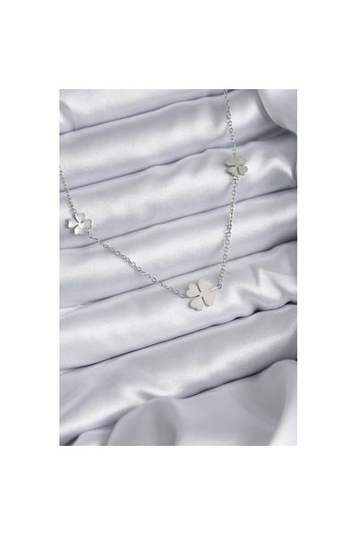 Skygo 316L Steel Chain Silver Color Clover Model Women's Necklace - TJ-BKO7870