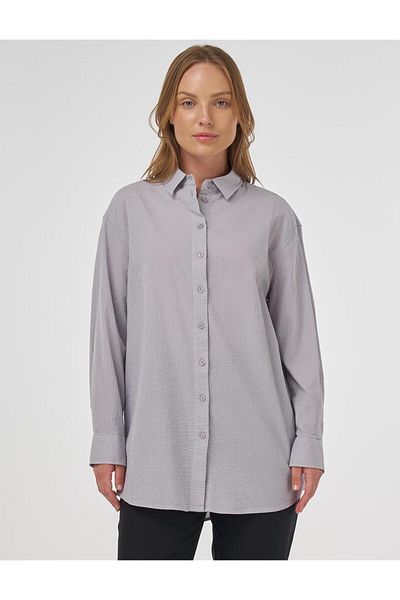 Kayra Relax Fit Cotton Tunic Light Gray