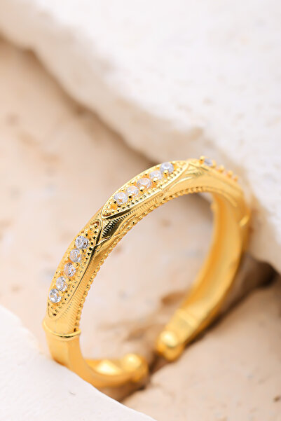 Lucente Jewellery Özel Hediye Kutulu Minimal Taşlı Vintage Gümüş Altın Kaplam...