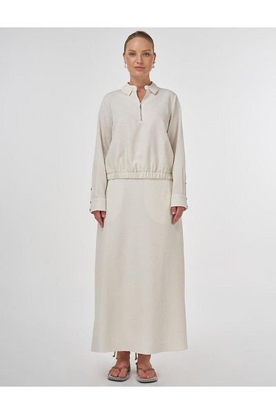 KYR Seersucker Skirt Suit Ecru