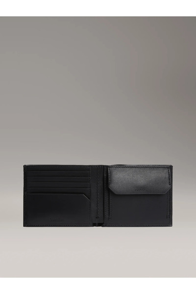 Calvin Klein Men's Rfid Protected Leather Black Wallet with Coin Compartment Lv04D1105G-Ub1