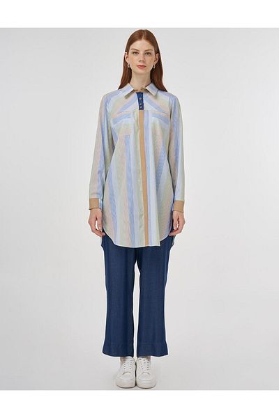 KYR Button Detailed Cotton Tunic Indigo