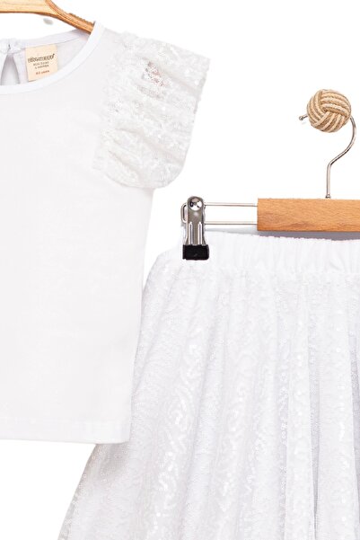 Divonette Girl's Sequin Cotton Top and Bottom Skirt Set - Children's Clothing