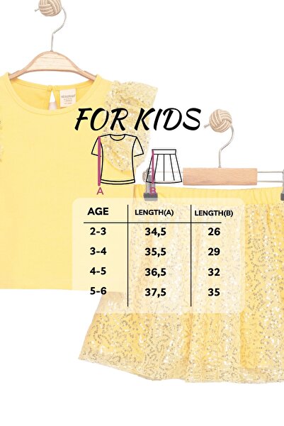 Divonette Girl's Sequin Cotton Top and Bottom Skirt Set - Children's Clothing