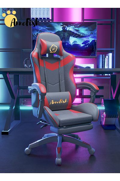 AnneFish Video Gaming Chair Racing Ergonomic Computer Massage Swivel Office Chair Retractable Footrest Gamers