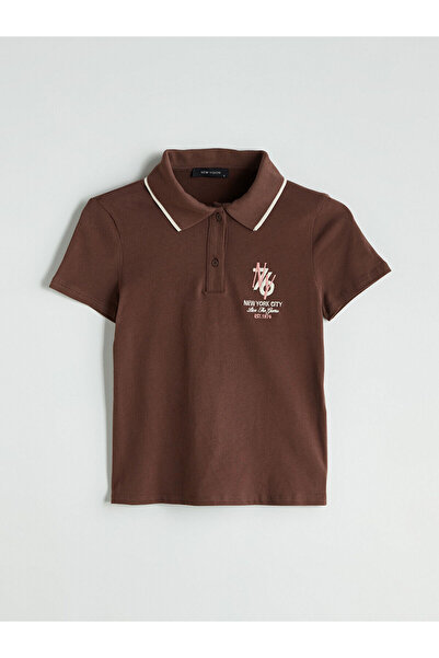 LC Waikiki Νέα σεζόν Polo Collar Nakisli Γυναικείο Tisort - S5OQ15Z8