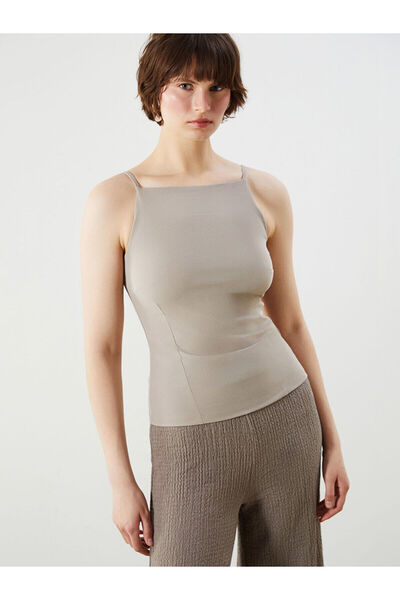 LC Waikiki Peak New Season Square Collar Textured Women's Undershirt