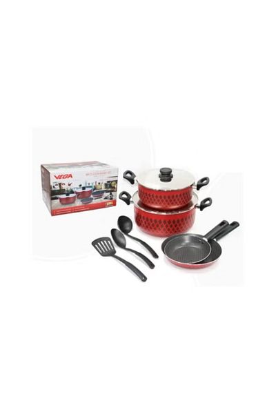 VEGA 9-Piece Aluminum Cookware Set – Durable Non‑Stick Pots, Pans & Lids