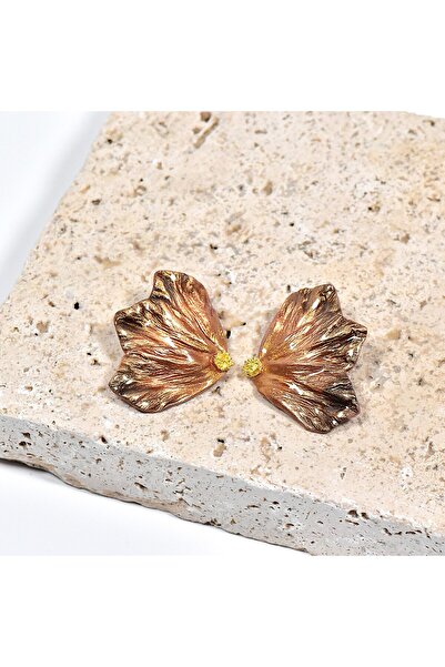 NARRU Handmade NARRU earrings, half flower, in copper and brown shades, Mary 17