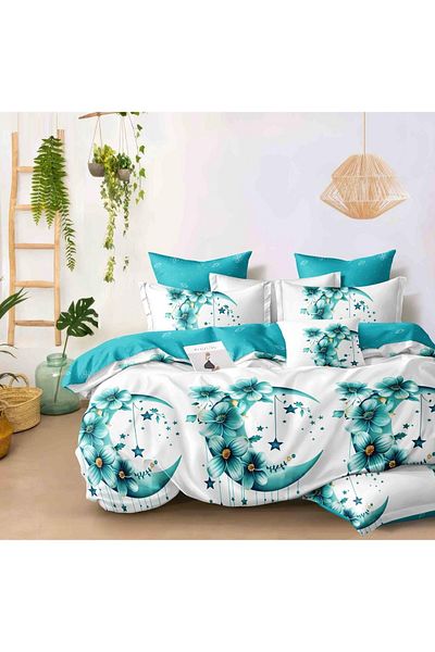 CHIRASO Finet CHIRASO 6-Piece Bedding Set, 2 Persons, Floral Print, Turquoise