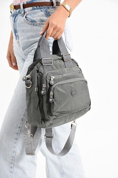 Getcho Kristo Gray Women's Multi-Eye Backpack Waterproof Crinkle Cross Strap Suitable for Daily Use