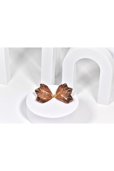 NARRU Handmade NARRU earrings, half flower, in copper and brown shades, Mary 17