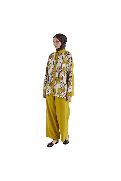 Armine Women's Shirt Collar Flower Pattern Pants Double Suit 25Yt676