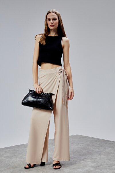 TF The Fancy For You Kadın Lastikli Yüksek Belden Bağlamalı Geniş Paça Pantolon