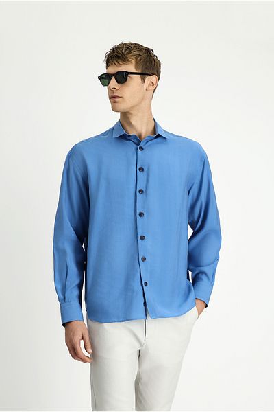 Kiğılı Long Sleeve Oversize Lyocell Blend Shirt