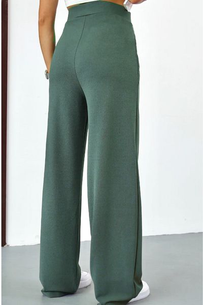 M&N Women's Velcro Palazzo High Waist Adjustable Waist Wide Leg