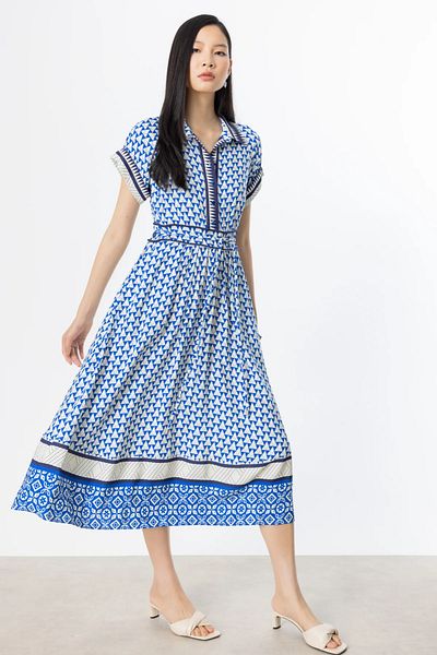 Ekol Rochie Maxi cu Motiv Albastru