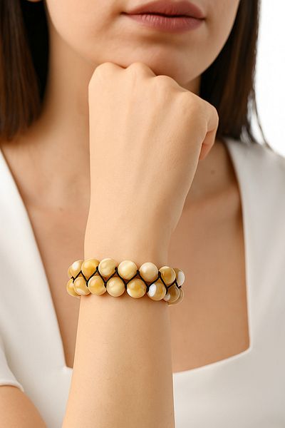 Safnaturel Igsl Certified 8 mm Double Row Macrame Natural Stone Bracelet