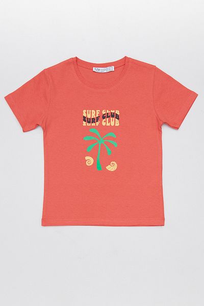 Fulla Moda 100% Cotton Surf Club Text Printed Girl's T-Shirt