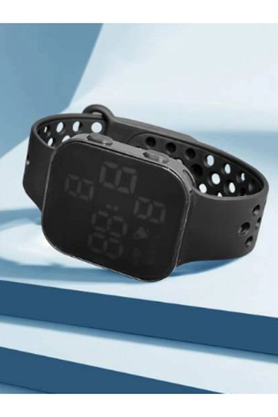 MACON LED Wrist Watch for Unisex with Silicon Strap - Black