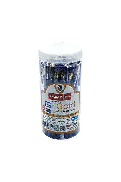 UNIMAX Ball Pen G-Gold 0.7mm 25's Jar