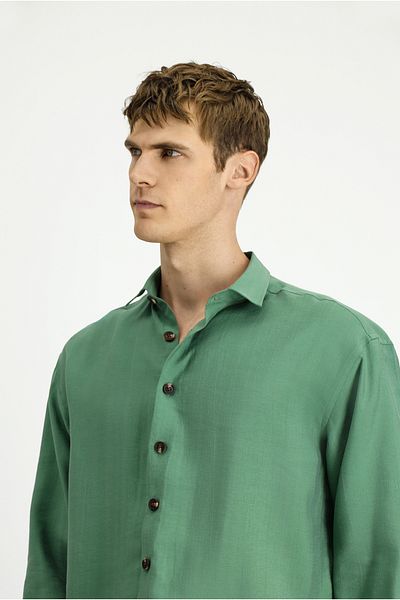 Kiğılı Long Sleeve Oversize Lyocell Blend Shirt