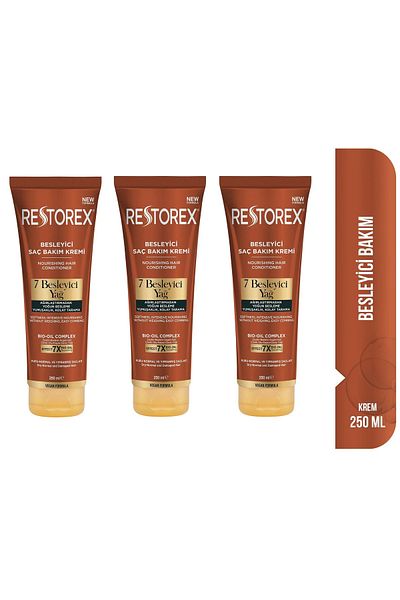 Restorex بلسم العناية المغذية 3x250 مل - 7 زيوت مغذية (3 قطع)