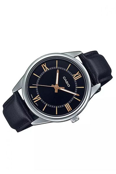 Casio Men’s Standard Analog Black Leather Band Roman Black Dial Watch