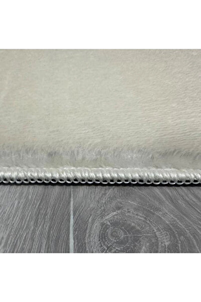 LİNOS HOME Puffy Krem Saçaklı Peluş Halı Yolluk Koridor Halısı Yıkanabilir Kaymaz Taban Halı