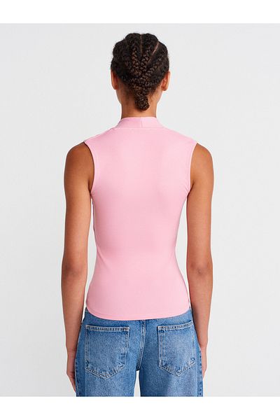 Dilvin 31925 Sleeveless Top-Dark Pink