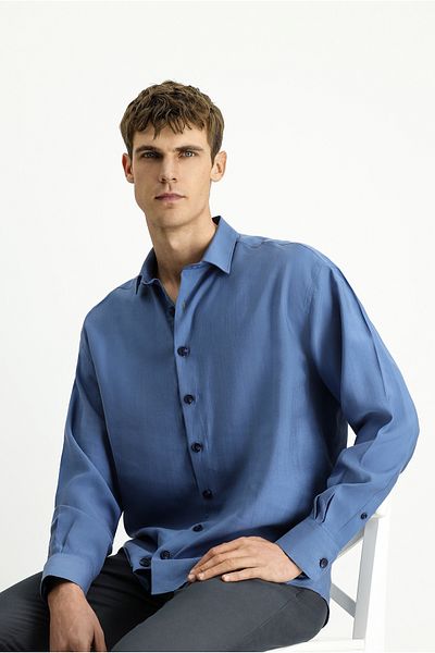 Kiğılı Long Sleeve Oversize Lyocell Blend Shirt