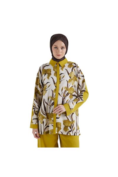 Armine Women's Shirt Collar Flower Pattern Pants Double Suit 25Yt676
