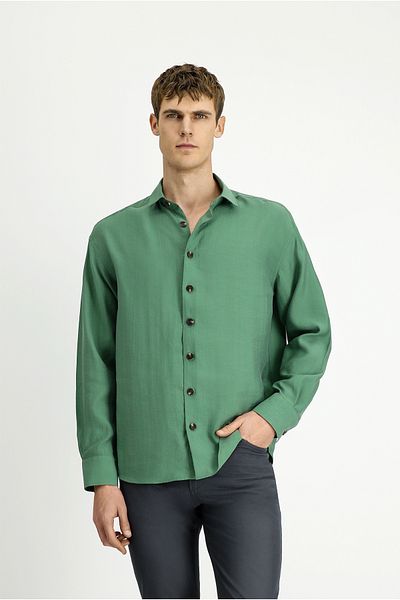 Kiğılı Long Sleeve Oversize Lyocell Blend Shirt