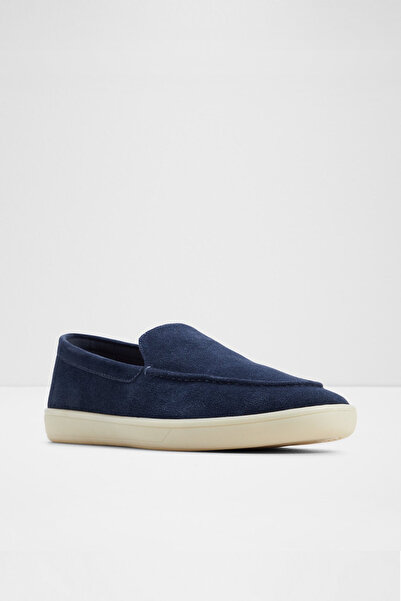 Aldo Eton - Men's Genuine Leather Navy Blue Slip-On Shoes