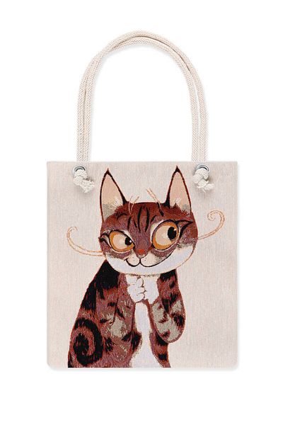 Bursa İpek Cat Pattern Tapestry Shoulder Bag