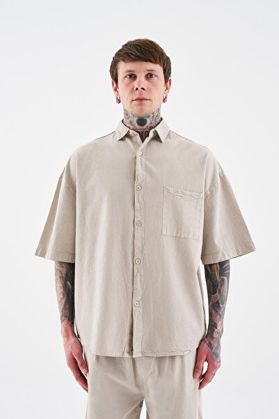 Machinist Ανδρικό πουκάμισο Basic Space Grey που πλένεται με εφέ