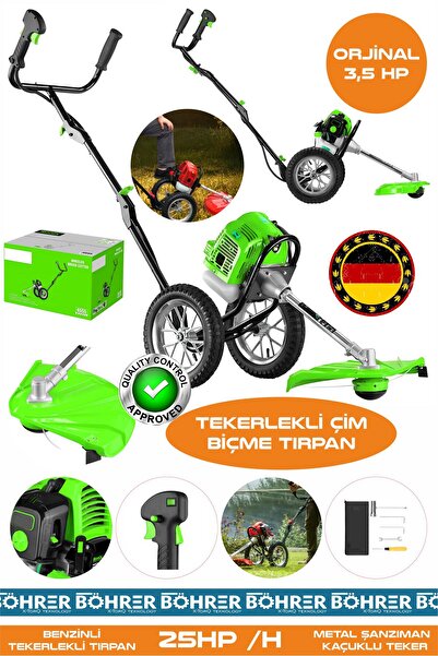 BÖHRER Alman Pro BA01075Y 25Hp/H Tekerlekli Benzinli Diken Çalı Çim Biçme Tır...