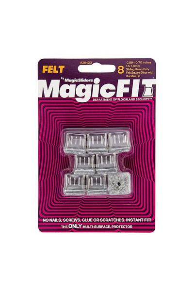 Magic Sliders Square Shape Rubber Felt Pad Set Clear