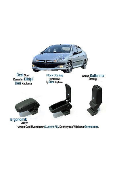TUNAX OTO For Pugeot 206 Vehicle-Specific Armrest Armrest Without Screw 2009 2010 2011