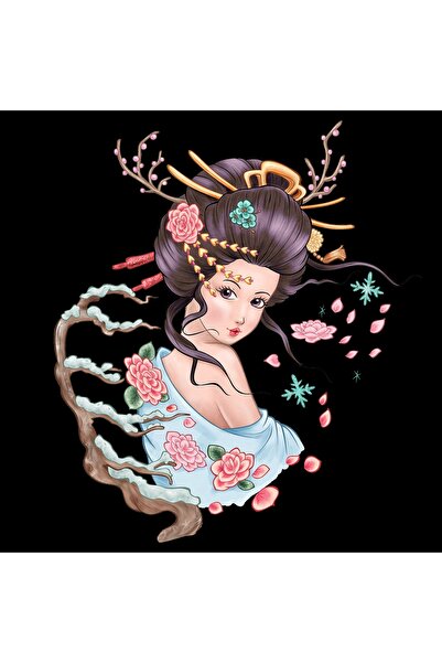 Reysa Tasarım امرأة يابانية مع زهور الشتاء وفروع الأشجار