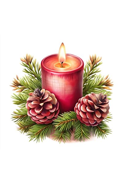 Reysa Tasarım Red Candle Wall Sticker with Cones