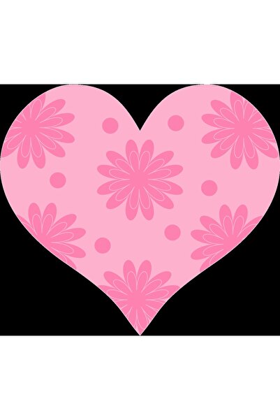 Reysa Tasarım Dark Pink Floral Heart Wall Sticker