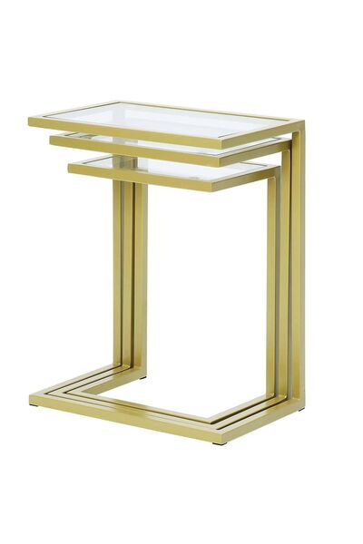 Hitit Dekorasyon Bruc Gold Metal 3'lü Zigon Sehpa
